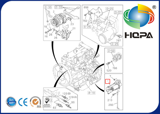 Starter 8980703211 für ISUZU-Maschine 4HK1, WPS-Marke, für Hitachi-Bagger