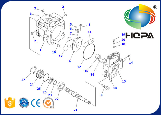 708-3S-00511KT 708-3S-00511 hydraulische Hauptpumpen-Dichtungs-Ausrüstung für KOMATSU PC35MR-2