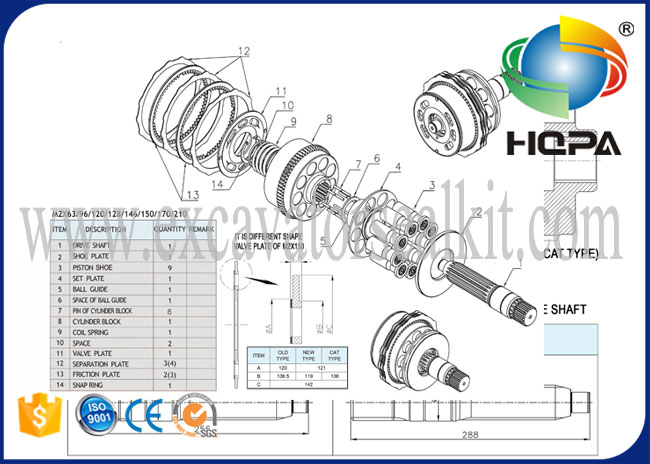 Schwingen-Bewegungsreparatur-set HZZC-M2X170CHB für HD900-5 HD900-7 E330 E330B
