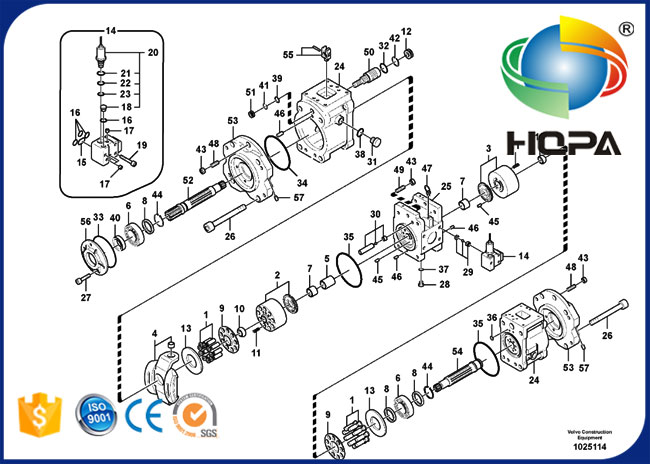 Hydraulische Hauptdichtungs-Ausrüstung der pumpen-VOE14554723 14554723 SA8148-15050 für EC290B EC290C