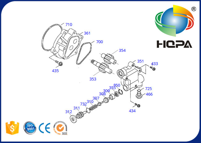 Hydraulische 719212KT Zahnradpumpe-Dichtungs-Ausrüstung für Doosan SOLAR-225LC-V