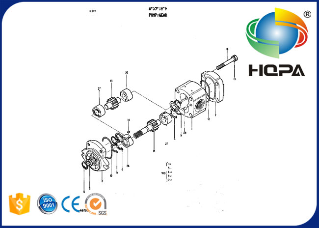 4206167 hydraulische Zahnradpumpe-Dichtungs-Ausrüstung für Hitachi EX200 EX200K EX220 EX270