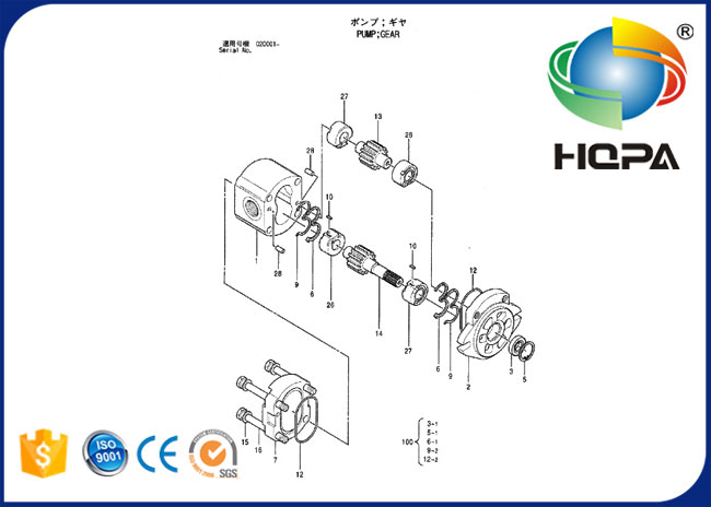 4487340 hydraulische Zahnradpumpe-Dichtungs-Ausrüstung für Hitachi ZX450 ZX470-5G ZX520LCH-3