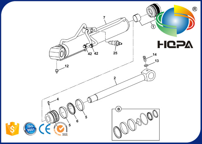 991/00160 99100160 991 00160 Ram Lift Cylinder Seal Kit für JCB 508C 506C